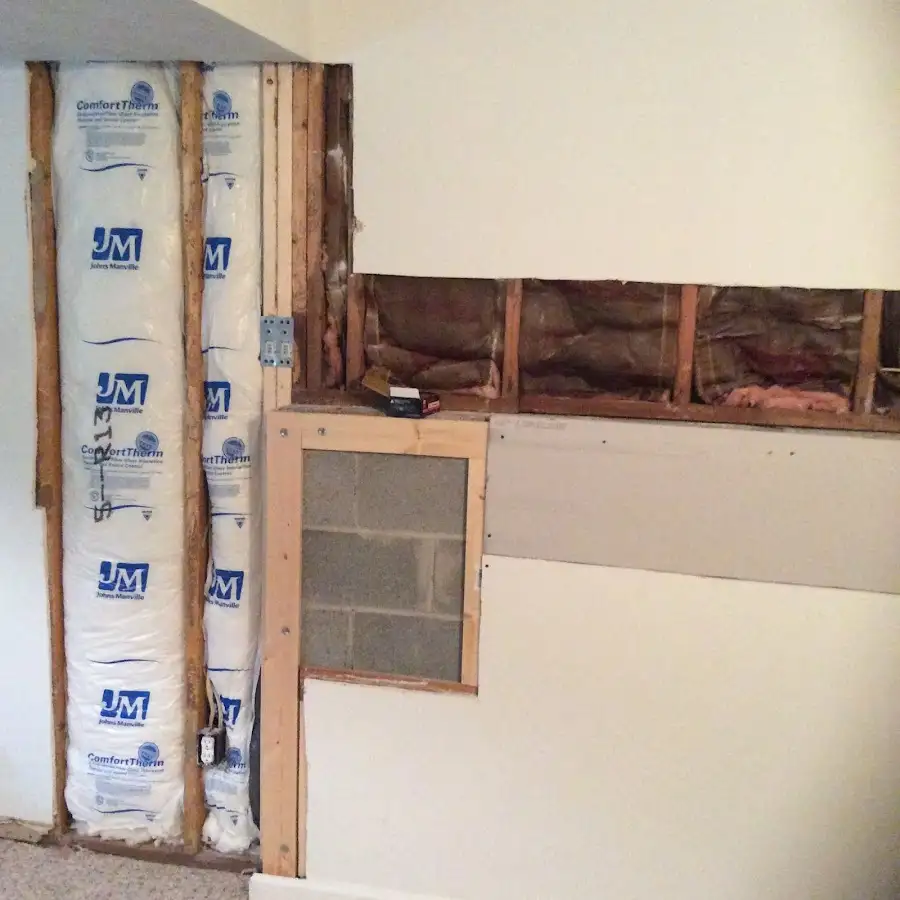 Wall insulation replacement during Basement Flood Cleanup in Georgetown
